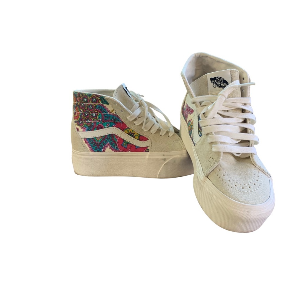Vans Women's Cream and Multicolor High-Top Sneakers